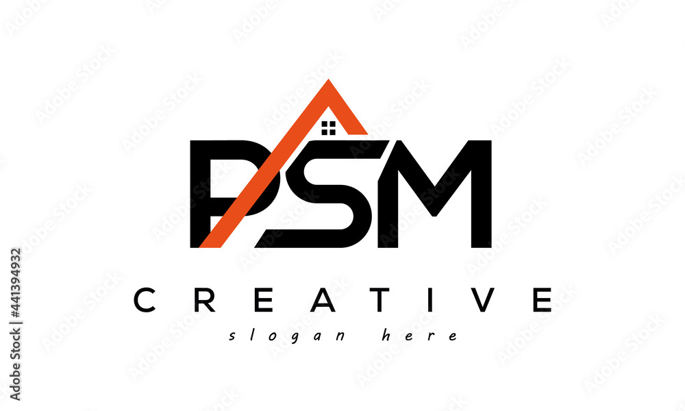 initial PSM letters real estate construction logo vector Stock Vector