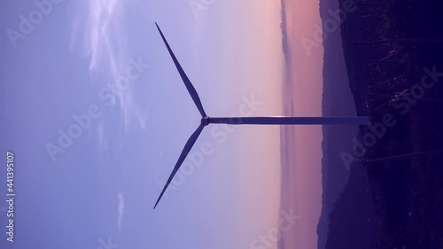 Windturbine at sunset for clean power 
