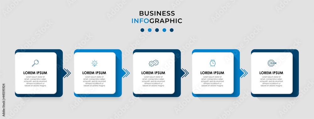 Vector Infographic design business template with icons and 5 options or steps. Can be used for process diagram, presentations, workflow layout, banner, flow chart, info graph Vector Infographic design business template with icons and 5 options or steps. Can be used for process diagram, presentations, workflow layout, banner, flow chart, info graph