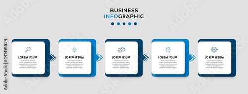 Vector Infographic design business template with icons and 5 options or steps. Can be used for process diagram, presentations, workflow layout, banner, flow chart, info graph