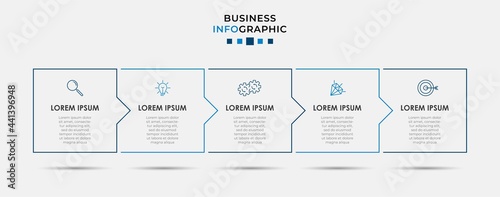 Vector Infographic design business template with icons and 5 options or steps. Can be used for process diagram, presentations, workflow layout, banner, flow chart, info graph