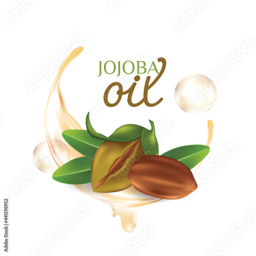 Quadro su tela Jojoba natural skin care cosmetic Vector illustration