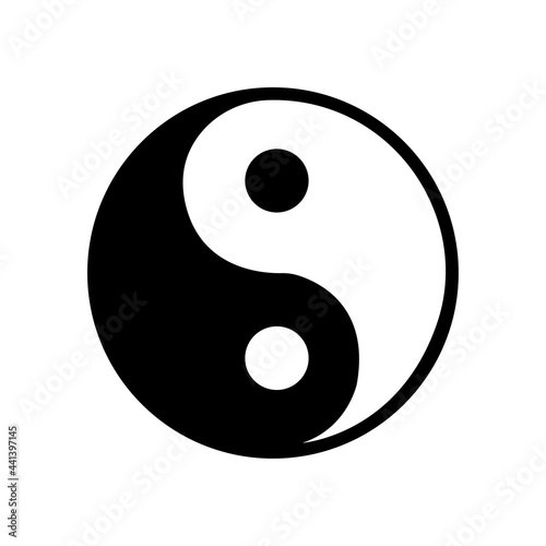 yin and yang icon white background, vector illustration photo