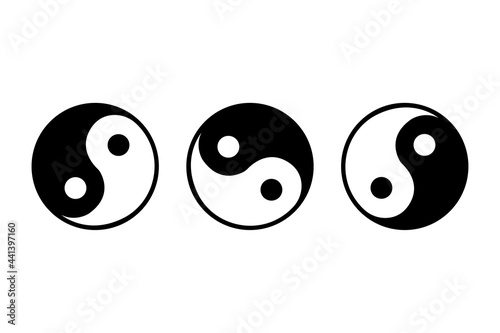 yin and yang icon white background, vector illustration photo