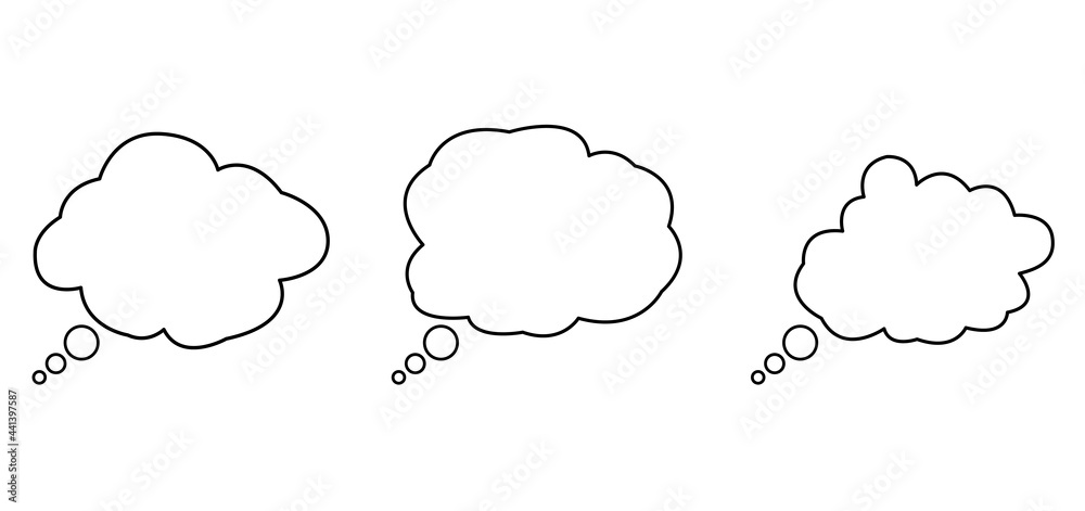 Thought clouds icon on white background, vector illustration