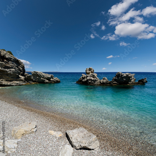 Kaladi beach on the southeast coast of the Greek island of Kythira between the Ionian and Aegean seas