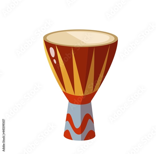 Djembe icon isolated on white background. Cartoon djembe drum musical instrument Flat style vector illustration.