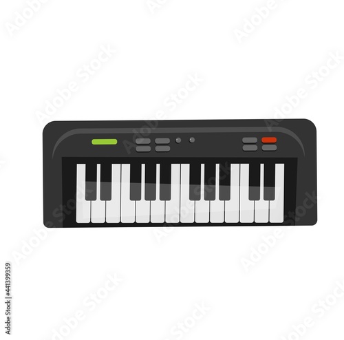 Synthesizer cartoon icon isolated on white background. Colorful piano musical instrument Flat style vector illustration.