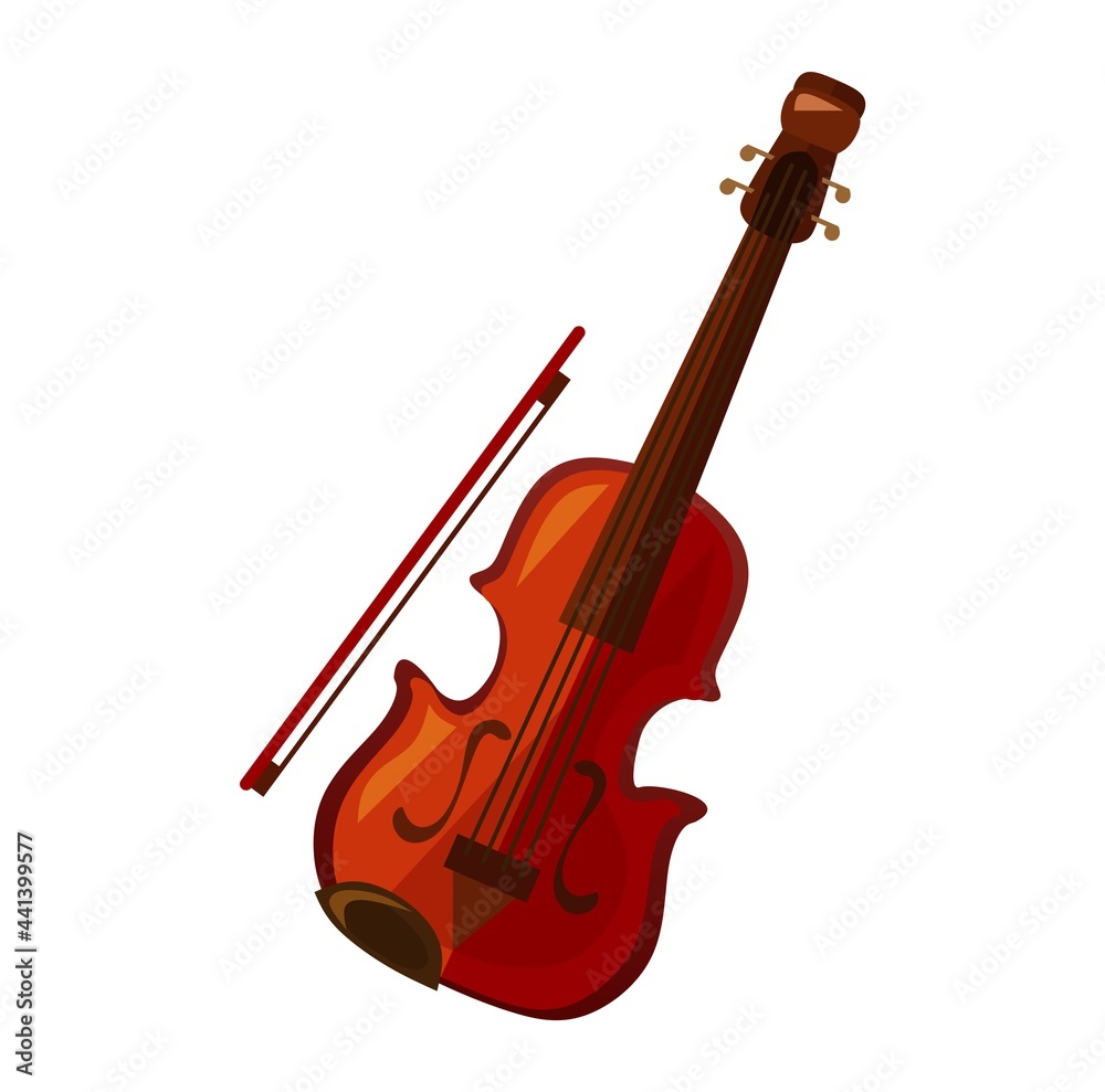 Viola cartoon icon isolated on white background. Colorful musical instrument Flat style vector illustration.