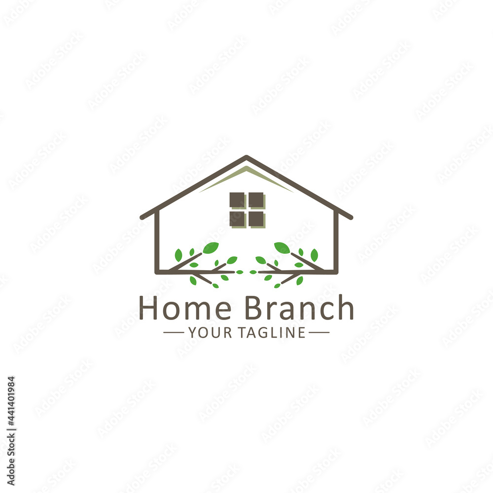 HOME ICON VECTOR LOGO AND BRANCH LEAVES SYMBOL OF ENVIRONMENTALLY FRIENDLY HOUSE HOME ICON VECTOR LOGO AND BRANCH LEAVES SYMBOL OF ENVIRONMENTALLY FRIENDLY HOUSE