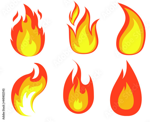 abstract torch Fire Collection design logos illustration on White Background