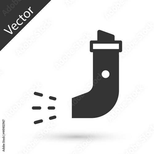 Grey Inhaler icon isolated on white background. Breather for cough relief, inhalation, allergic patient. Vector