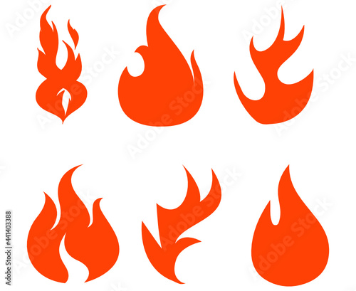 Fire torch Collection design with flame illustration with Background White