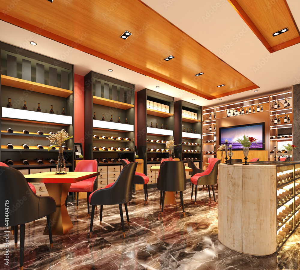 3d render of wine house, beverage alcohol shop