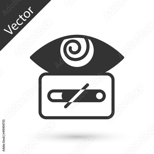 Grey Hypnosis icon isolated on white background. Human eye with spiral hypnotic iris. Vector
