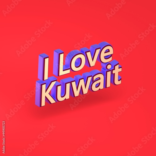 Abstract Kuwait 3D TEXT Rendered Poster  3D Artwork 