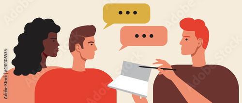 Family in consultation with a psychologist, Flat vector stock illustration with Consultation of a psychotherapist and psychological assistance to a multicultural couple
