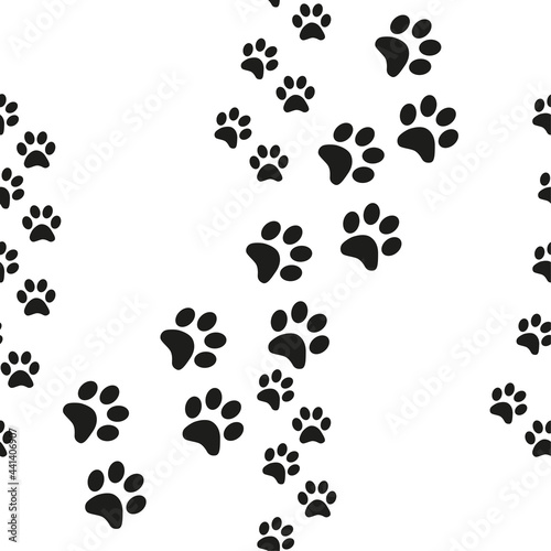 Animal footprint seamless pattern. Footprints of a cat