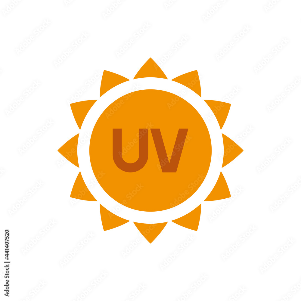 The icon of ultraviolet radiation. Solar radiation. Simple vector illustration on a white background The icon of ultraviolet radiation. Solar radiation. Simple vector illustration on a white background