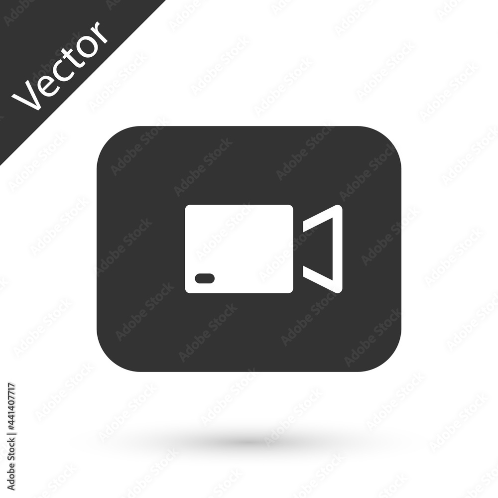 Grey Play video button icon isolated on white background. Film strip sign. Vector Grey Play video button icon isolated on white background. Film strip sign. Vector