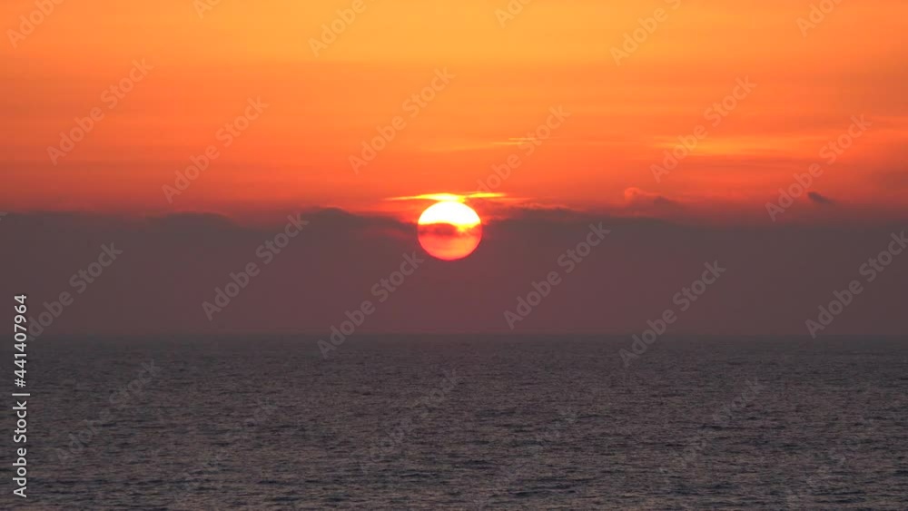 Sunset Beach, Sunrise in Clouds on Seashore, Ocean at Sundown in Summer Vacation, Twilight Seascape Sunset Beach, Sunrise in Clouds on Seashore, Ocean at Sundown in Summer Vacation, Twilight Seascape