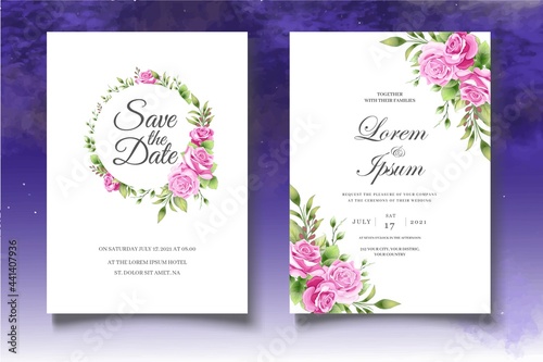 Beautiful floral wedding invitation card template © yudhistira300817