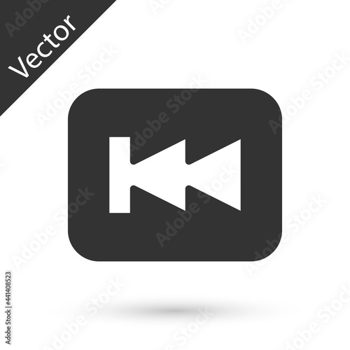 Grey Rewind button icon isolated on white background. Vector
