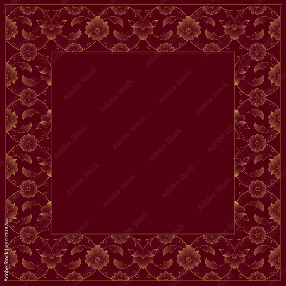 red background with golden ornament