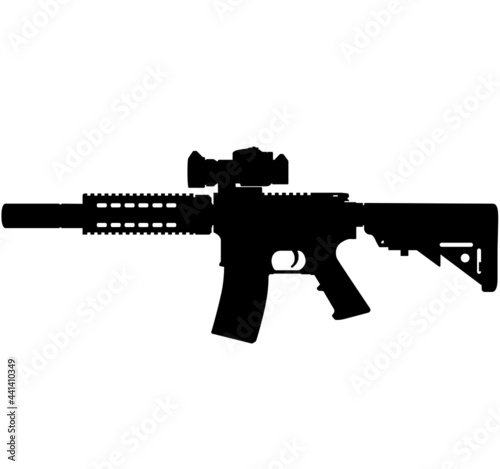 US Army, Police fully automatic machine gun M4 / M16 Carbine Caliber 5.56mm United States Marine Corps and United States Armed Forces M4 machine gun Carbine, m rifle detailed realistic silhouette