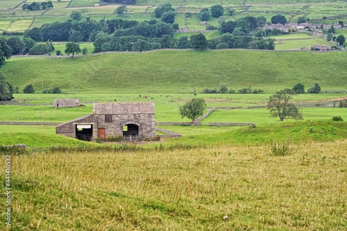 Barn and countryside near the Yorkshire Dales village of Hawes