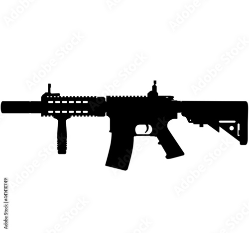US Army, Police fully automatic machine gun M4 / M16 Carbine Caliber 5.56mm United States Marine Corps and United States Armed Forces M4 machine gun Carbine, m rifle detailed realistic silhouette