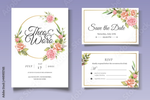 Fototapeta Naklejka Na Ścianę i Meble -  Beautiful floral wedding invitation card template
