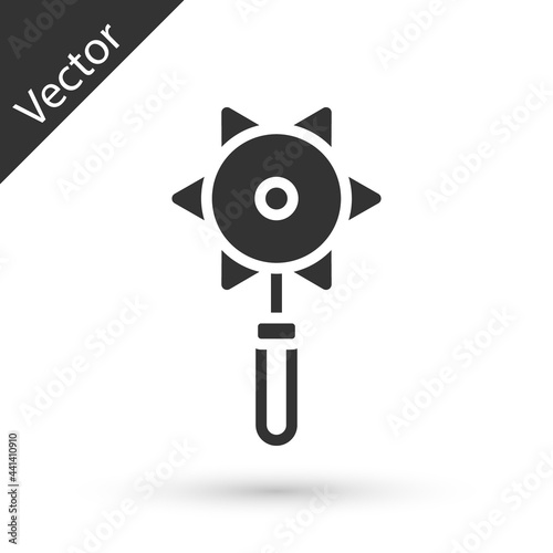 Grey Medieval chained mace ball icon isolated on white background. Medieval weapon. Vector