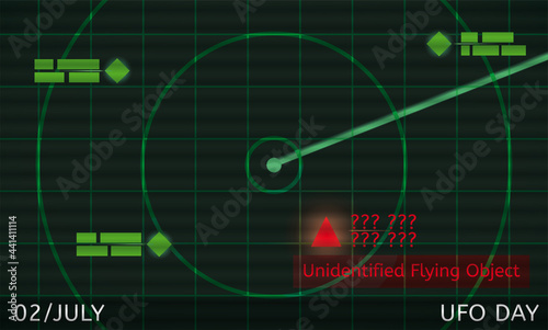 Radar Tracing a Signal for Unidentified Flying Object, Vector Illustration