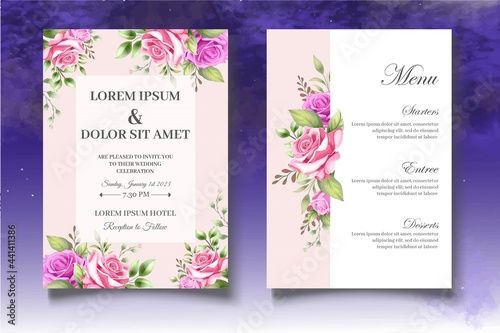 Beautiful floral wedding invitation card template