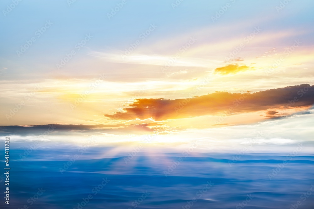 Fototapeta premium the background sky of the dawn of the sun, the creation of the world