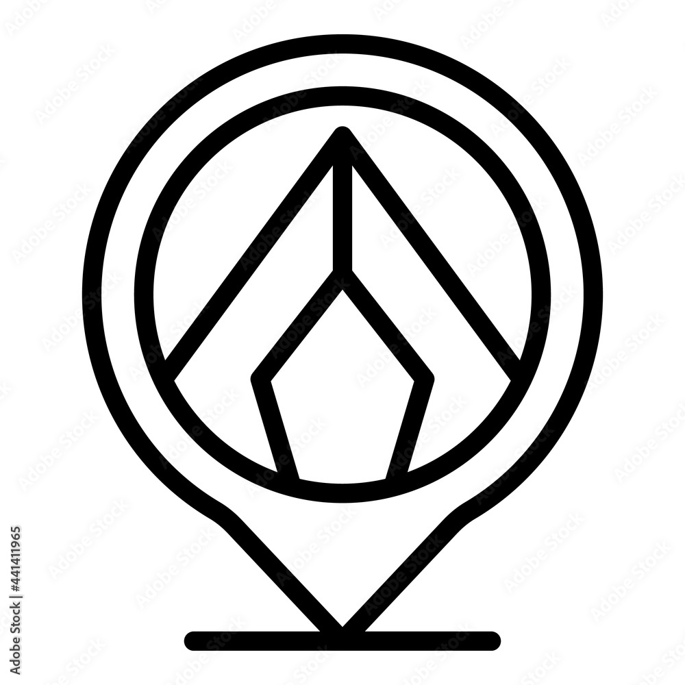 Campsite location icon. Outline Campsite location vector icon for web design isolated on white background Campsite location icon. Outline Campsite location vector icon for web design isolated on white background