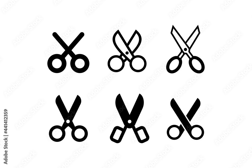 Set of Simple Flat Scissors Icon Illustration Design, Silhouette Scissors Symbol Collection Template Vector Set of Simple Flat Scissors Icon Illustration Design, Silhouette Scissors Symbol Collection Template Vector
