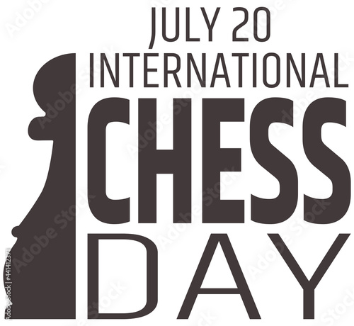 Chess day greeting card. Chess pawn silhouette. International chess day. 20 july