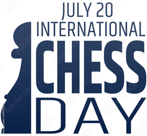 Chess day greeting card. Chess pawn silhouette. International chess day. 20 july