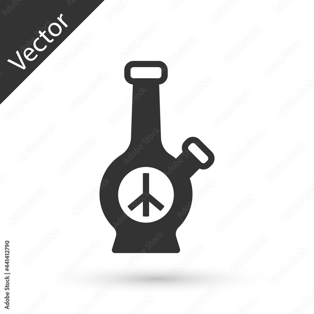 Grey Glass bong for smoking marijuana or cannabis icon isolated on white background. Vector Grey Glass bong for smoking marijuana or cannabis icon isolated on white background. Vector