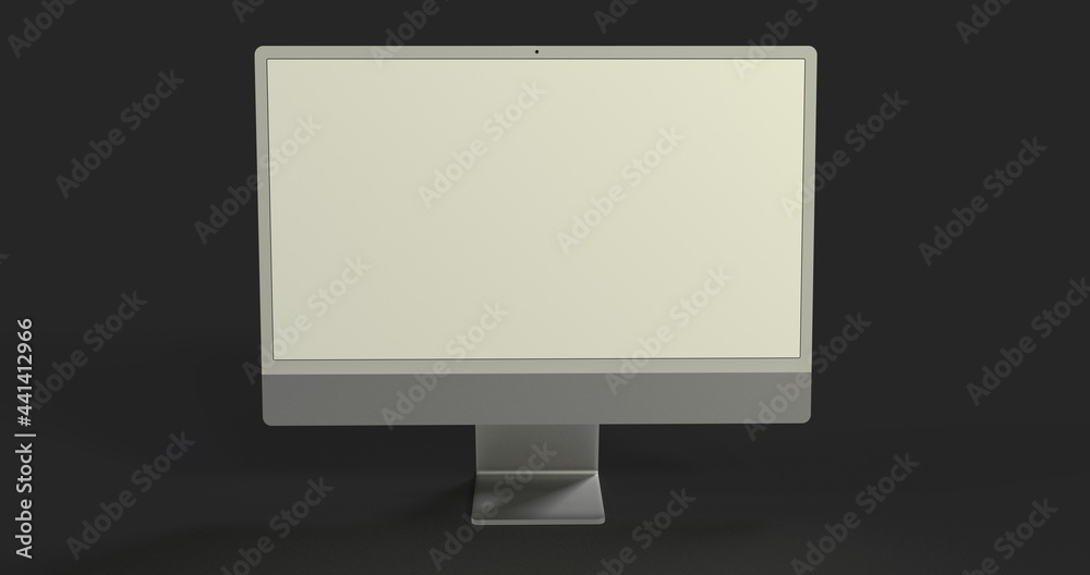 Computer display mock up with blank white screen. Stylish desktop computer mockup 3D Computer display mock up with blank white screen. Stylish desktop computer mockup 3D