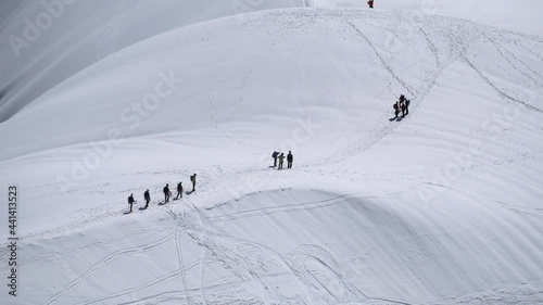 Hikers near Aiguille du Midi Chamonix Mont-Blanc