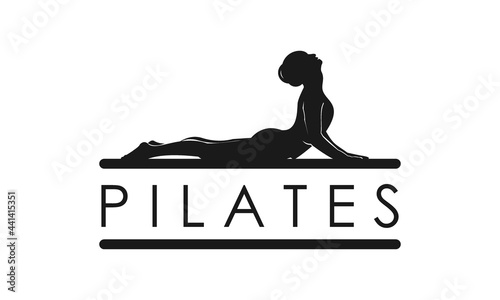 Sitting Pilates Woman Silhouette logo design