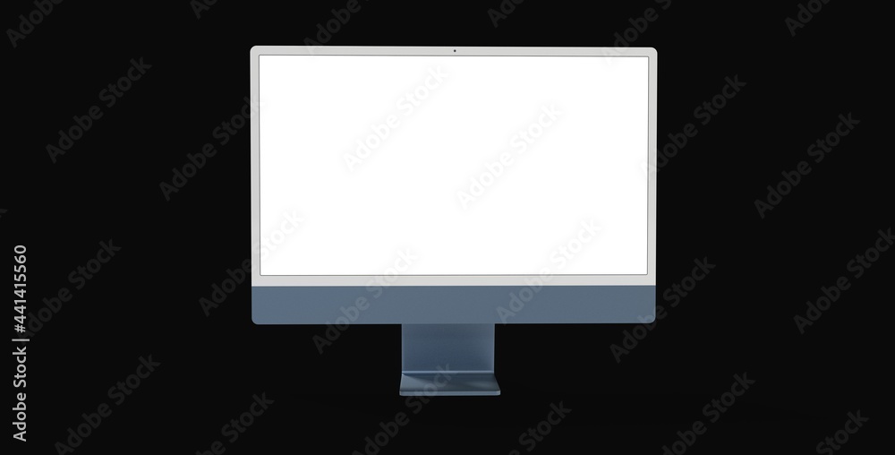 Workspace blank screen desktop computer, Mockup computer background dark black Workspace blank screen desktop computer, Mockup computer background dark black