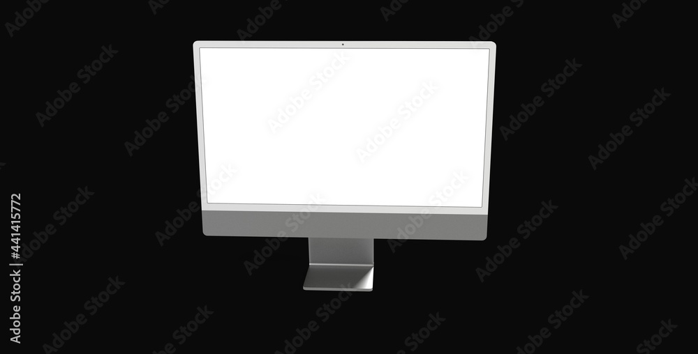 Workspace blank screen desktop computer, Mockup computer background dark black Workspace blank screen desktop computer, Mockup computer background dark black