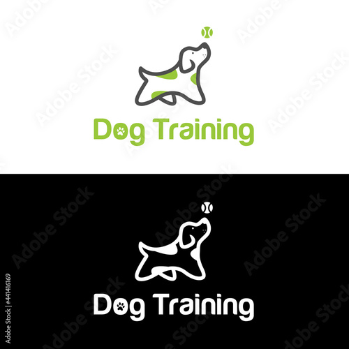 logo design for dog walking, training or dog related business. Dog Training Logo . Dog psychology and behavior icon.
