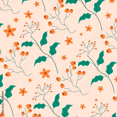 Abstract hand draw floral pattern background. Vector.