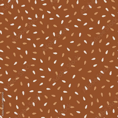 Abstract seamless pattern with plant seeds. Healthy food and superfoods. Vector illustration. 