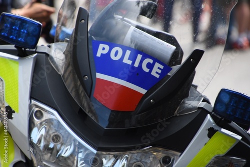 Close-up of a police motorbike